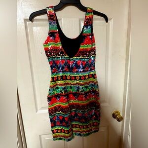 Daval design dress hand beaded multi color size medium.